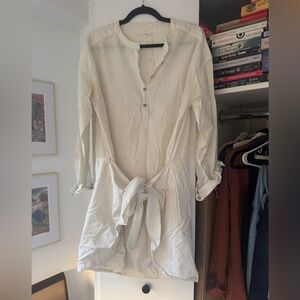 RAG & BONE Size Medium Ivory Button-Up Long Sleeved Dress